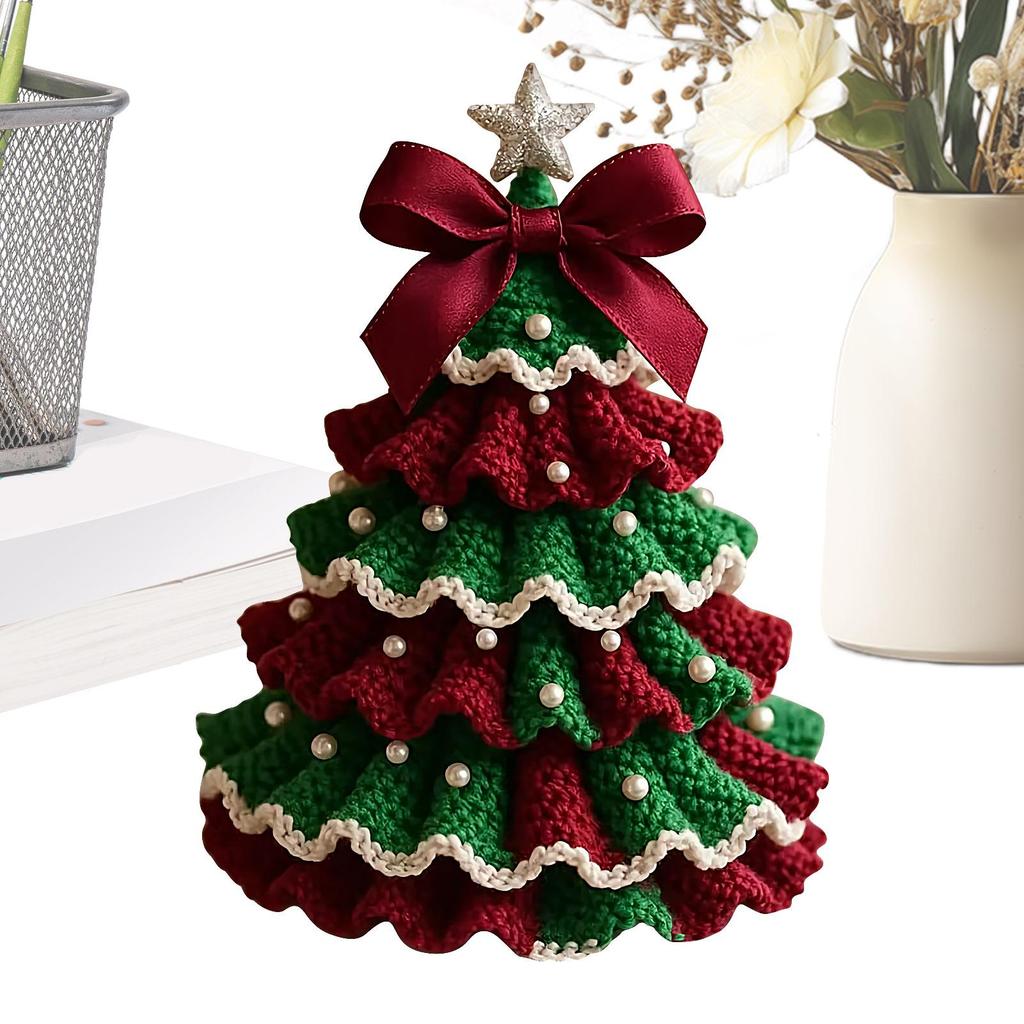 2025 DIY Häkel-Weihnachtsbaum-Set Desktop-Dekor Baumwollgarn Weihnachtsbaum Handgefertigt Festival-Dekorationsset Feiertags-Requisiten