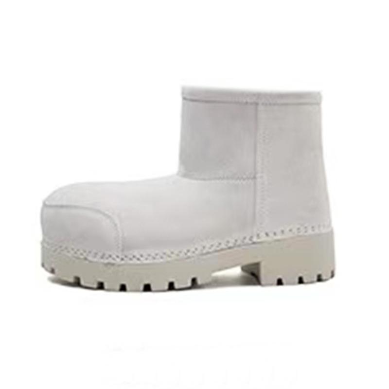 Top version~ Big head snow boots women's muffin heightening autumn and winter new non-slip boots short medium and long tube sheep curly hair snow