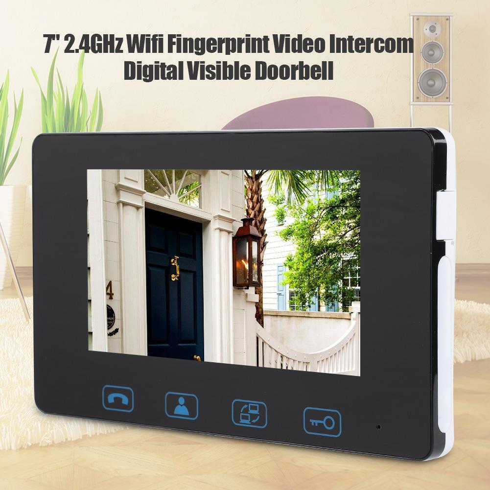 7"2.4GHz Fingerprint Video Wired Camera Doorbell Intercom Digital Visible Door Phone