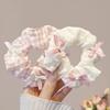 Pink Bow Sweet Satin Checkerboard Bow Hair Tie Women Ponytail Cute Hair Ring Fashion Hair Accessories