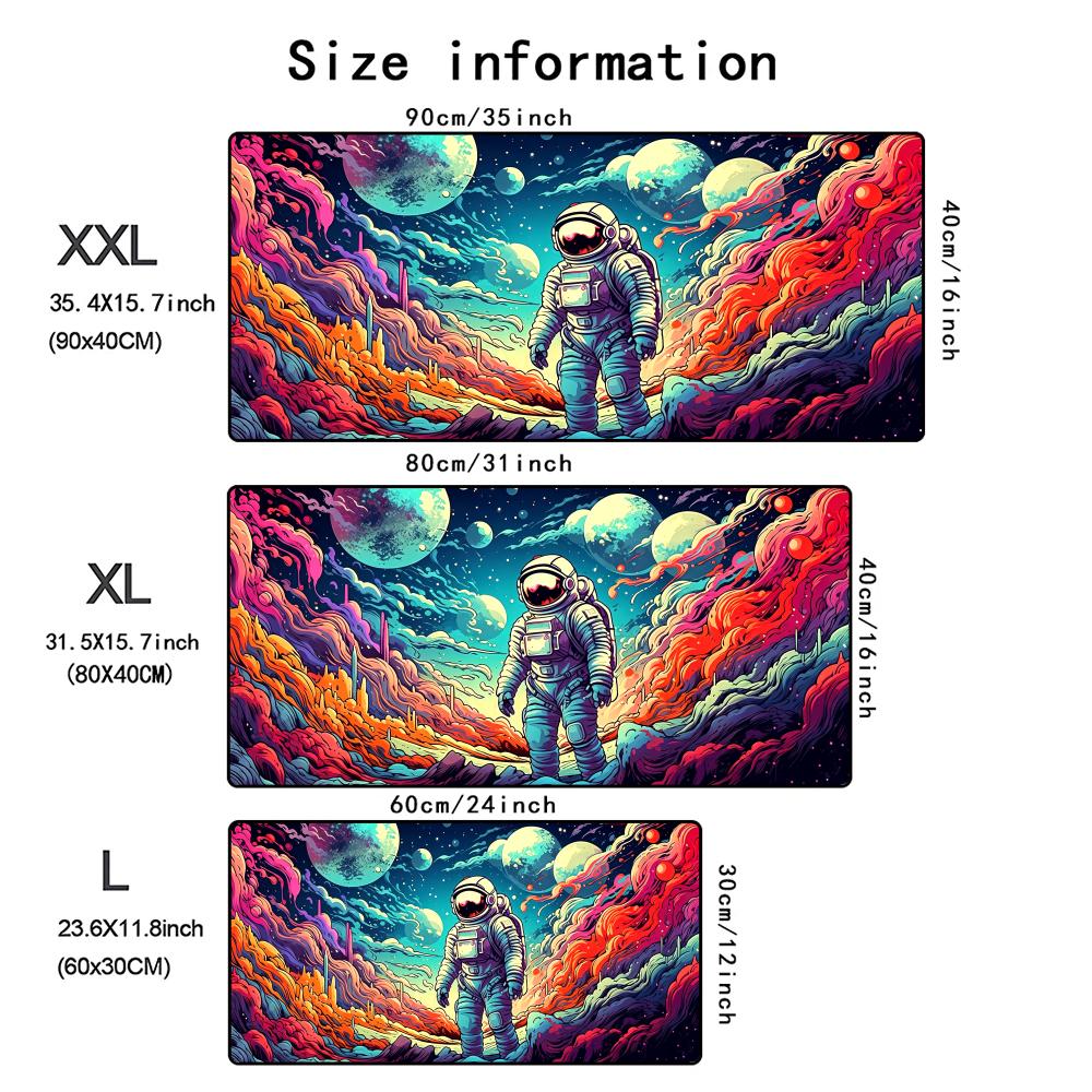 Planets and Astronauts Mouse Pad Desk Mat with Stitched Edge Non-Slip Gaming Mats PC Accessories Keyboard Long Desk Pads Mauspad