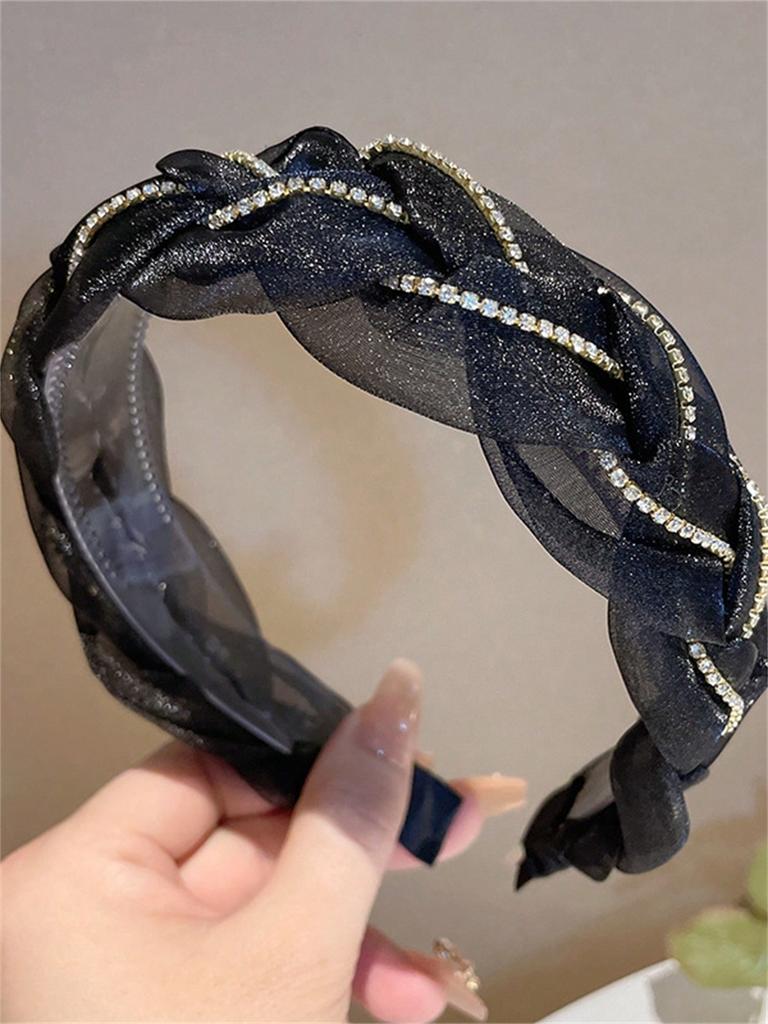 1 neue Organza-Flechte rutschfeste Außendruck-Haarnadel Temperament hohe Schädeldecke breiter Rand Nashorn-Stirnband für Frauen