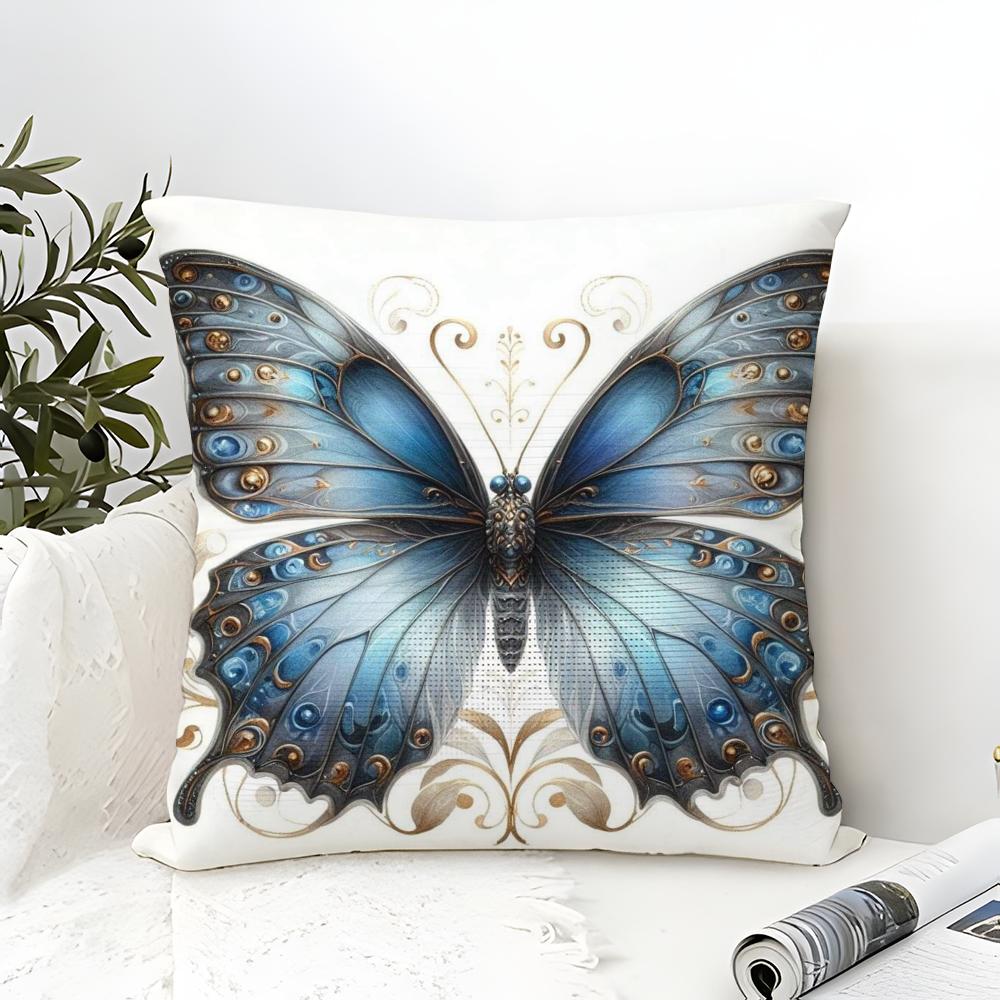 Colorful And Beautiful Butterfly Pillow Case Linen Pillow Case Sofa Home Decor Cushion Cover Cushion Cove