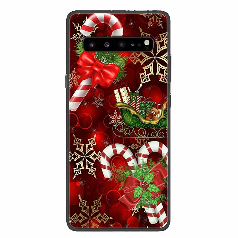 Christmas Phone Cases For Samsung Galaxy S10 /Galaxy S10e /Galaxy S10 Plus Case Black Silicone Soft Santa Claus TPU Bumper Funda