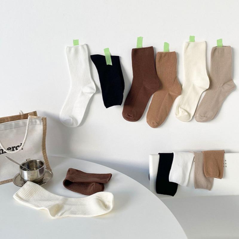 Dámské ponožky střední délky jednobarevné na jaro a podzim - Korejský styl univerzální design