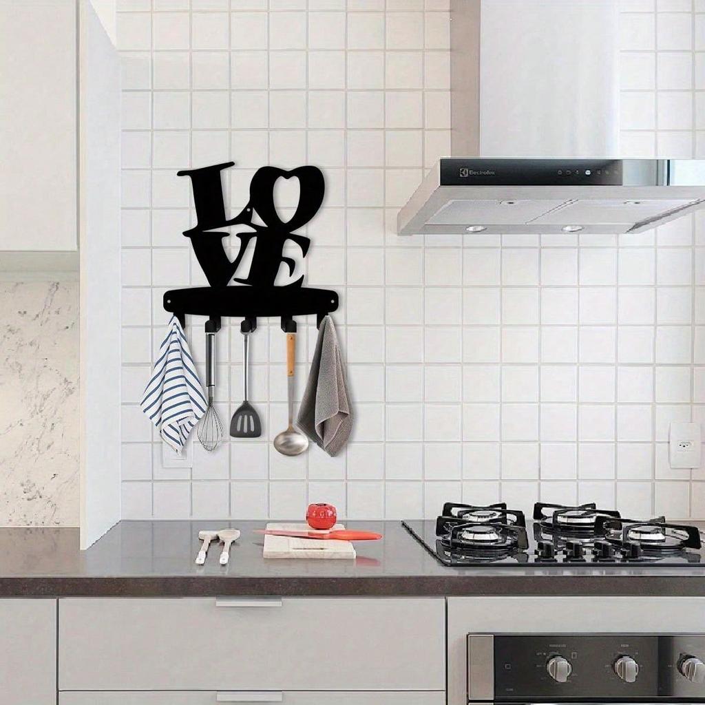 Bohemian Heart Metal Key Holder Wall Mounted Organizer Black Art Decor