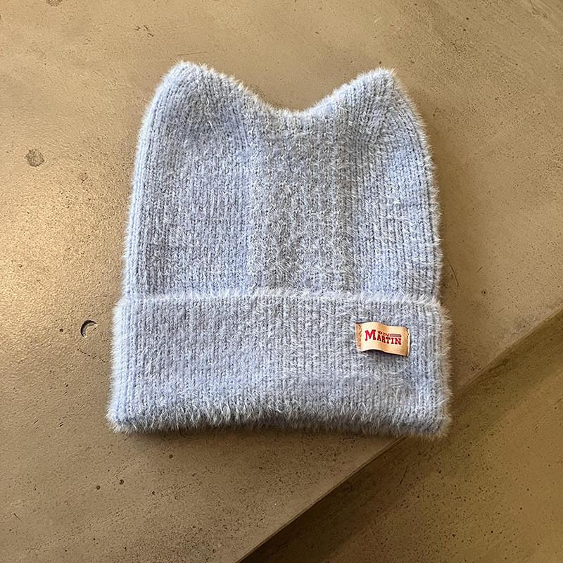 Candy Colored Sweet Cat Ear Shaped Women Warm Knitted Hat For Winter Outings