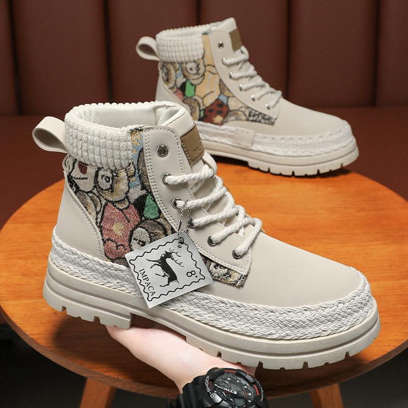 

Мужская обувь большого размера, повседневная, универсальная, новый тренд, ботинки с инструментальной подошвой, мужские ботинки Мартин с высоким берцем, личность 44