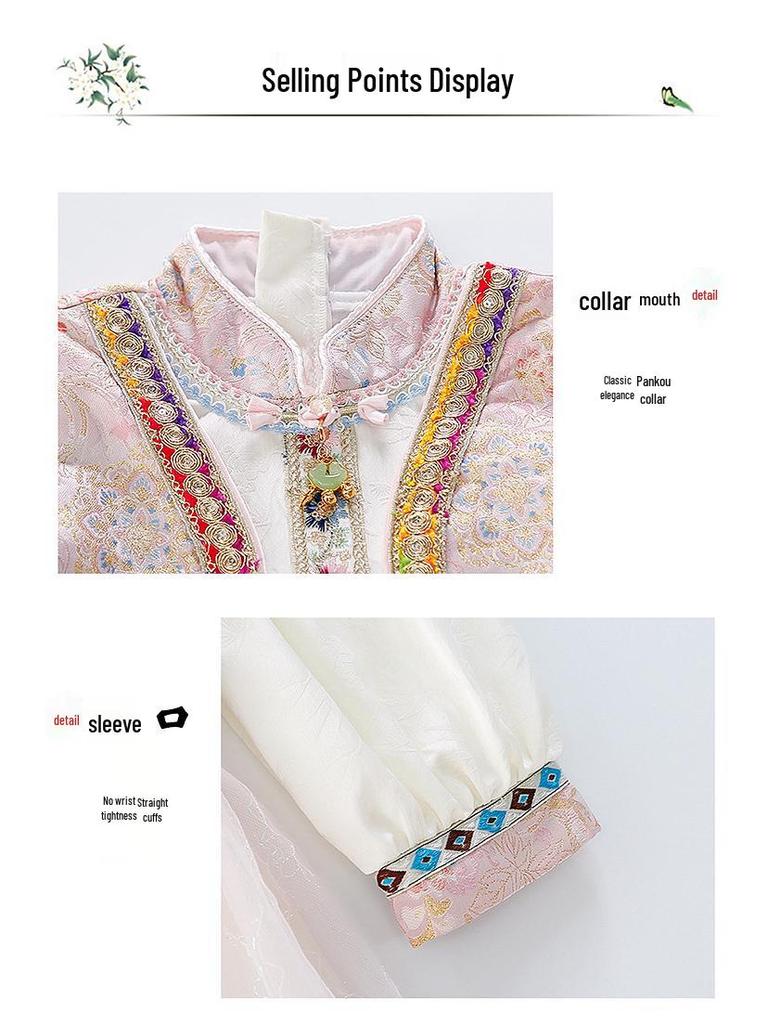 Girls' Spring & Autumn 2025 Ethnic Style Princess Dress