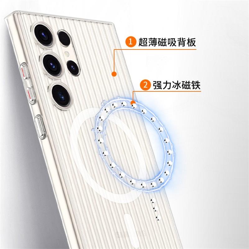 Applicable to Samsung S24Ultra matte mobile phone case corrugated ice mist new s24 + magnetic anti-drop all-inclusive protective case