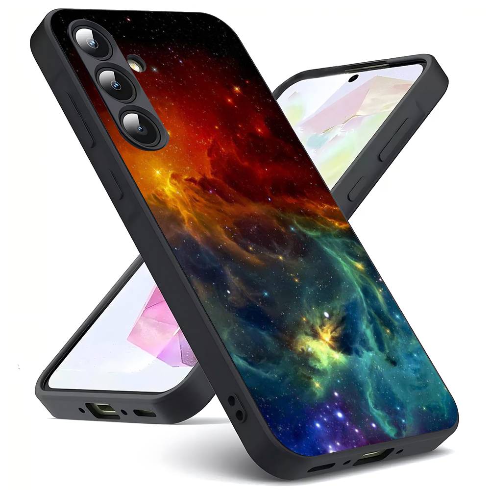 Colorful Space For Samsung Galaxy S23 S24 S25 Ultra S22 Plus S21 Black Soft Case Waterproof Soft Case