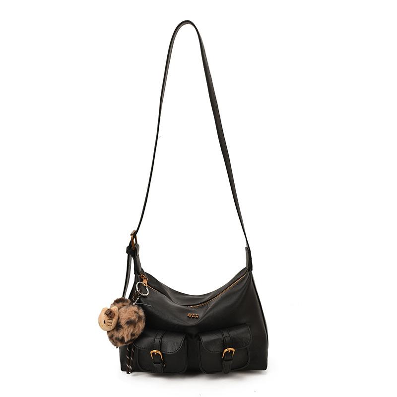 

Large capacity oblique span bag bag women s 2025 autumn and winter new multi-pocket retro shoulder bag textured commuter bag no pendant