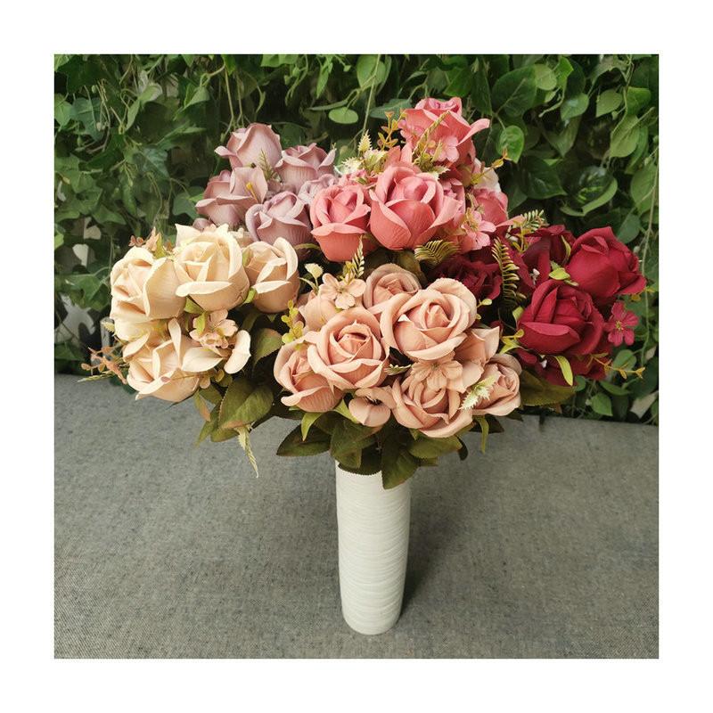 Silk Polish Artificial Rose Buds For Diy Wedding Decoration Props Photography