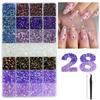 24/28 Grids Mixed Mini Christmas Gems Nail Charms Luxury Flatback Colorful Rhinestones  Nail Art