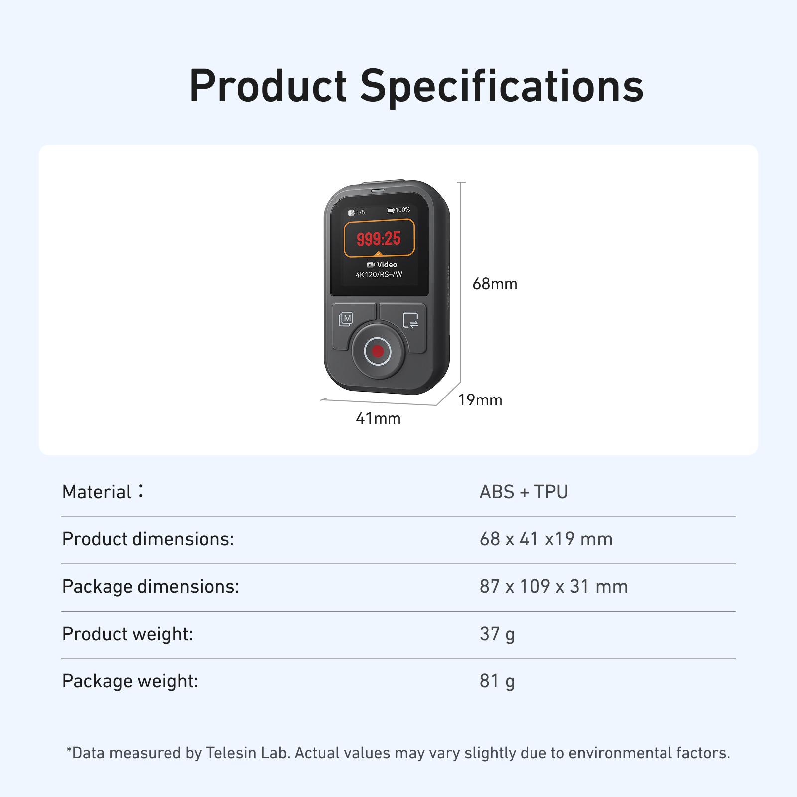 

60M Bluetooth Remote Control With Wrist Strap Waterproof Sports Camera RC Screen Display for DJI OSMO Action 6 5pro 4 OSMO 360