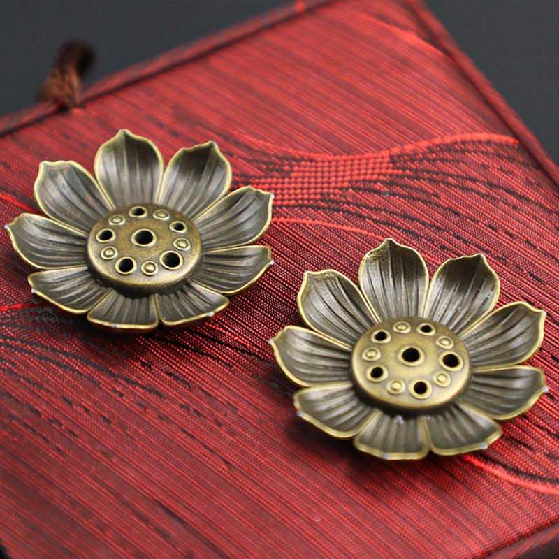 Lotus Alloy Multi-Hole Incense Holder and Burner Tray - Ornamental Incense Diffuser for Sticks