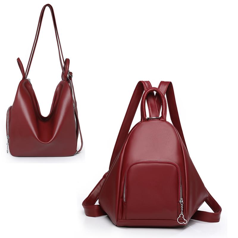 Women's Multifunctional Shoulder Bag Commuter Business Backpack Solid Color Crossbody Bag