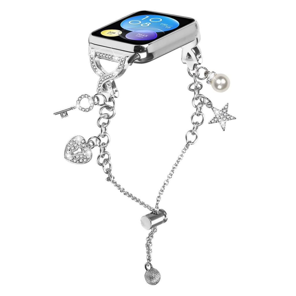 Für Xiaomi Redmi Watch 5/4 Armband X-Typ Silber Einzelne Schlaufe Perlenkette Metallarmband