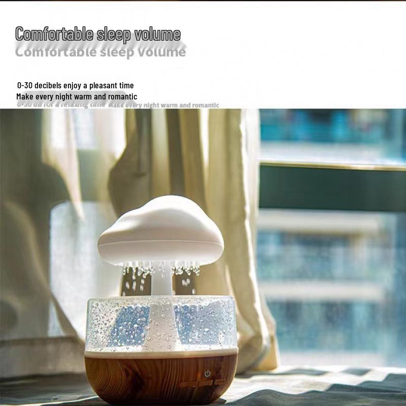 Mini Desktop Rain Sound Humidifier with Night Light and Colorful Gradient for Bedroom Atmosphere