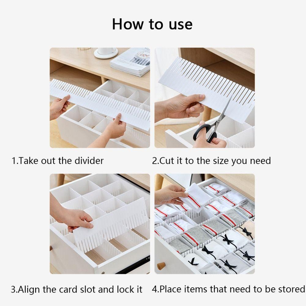 5Pcs Adjustable Drawer Divider Household DIY Combination Partition Board Storage Organizer Space-saving Cabinet Closet Separator