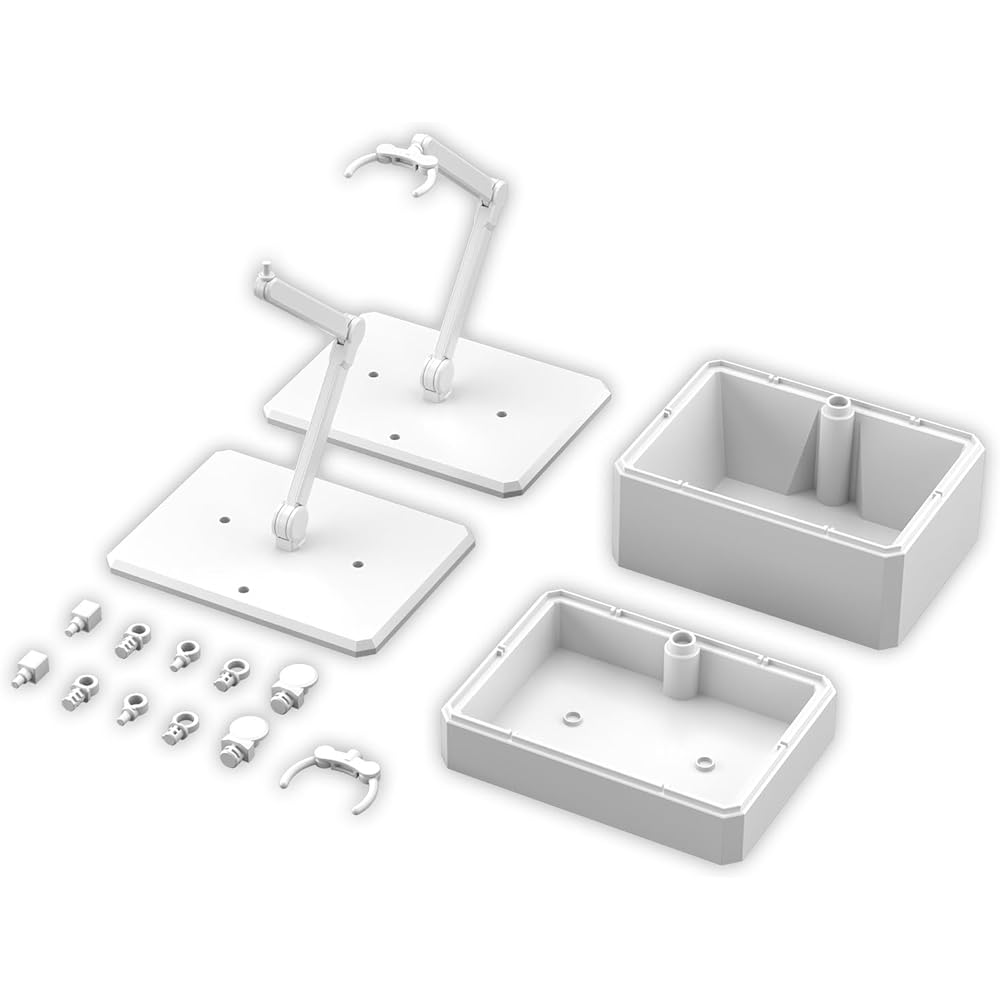 Bandai Spirits Action Base 7 & Option Box 1 White Plastic Model Kit Pre-colored Assembly
