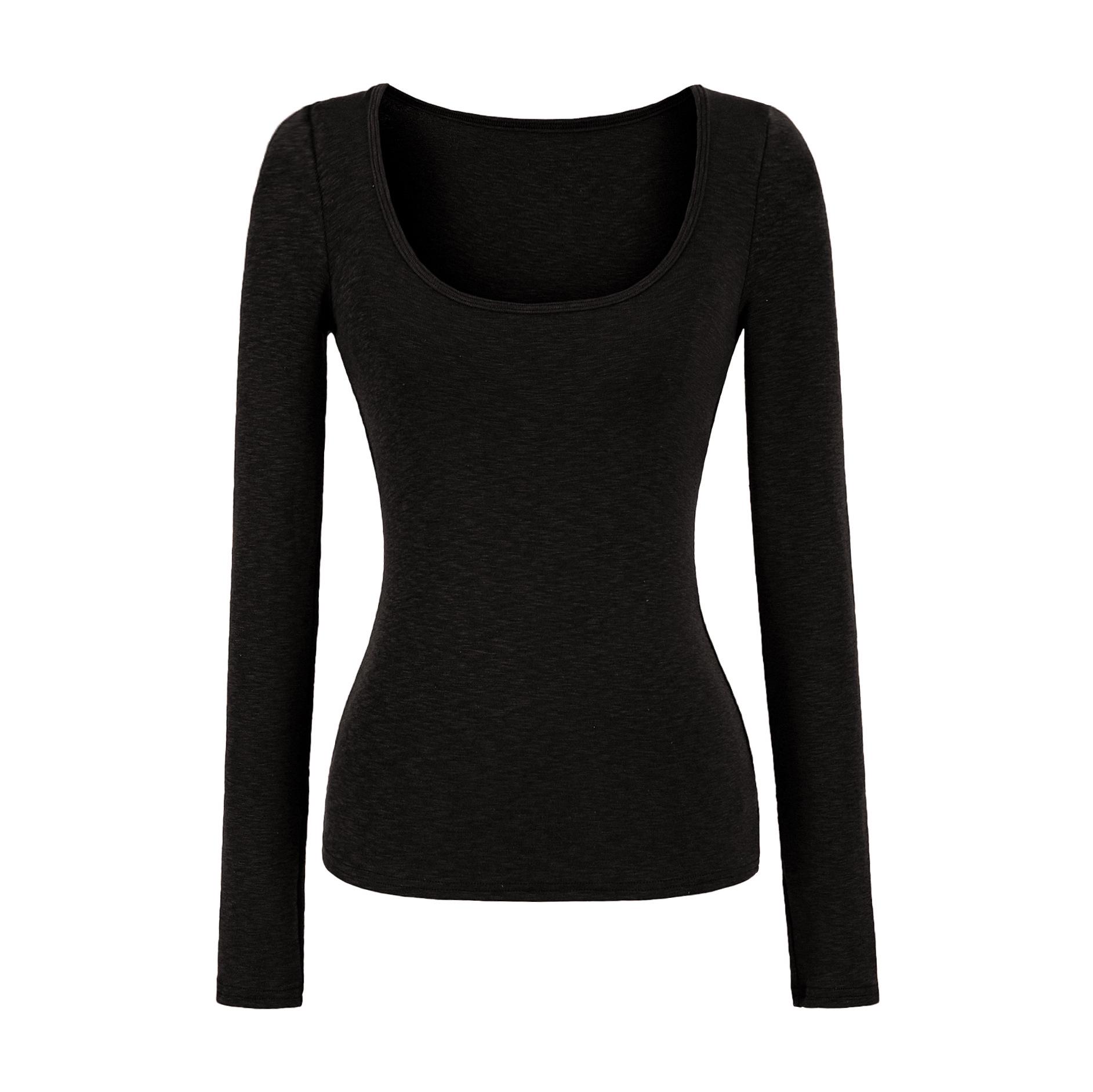 

Snowflake Pattern Cashmere-Like U-Neck Slim Fit Long-Sleeve T-Shirt Medium