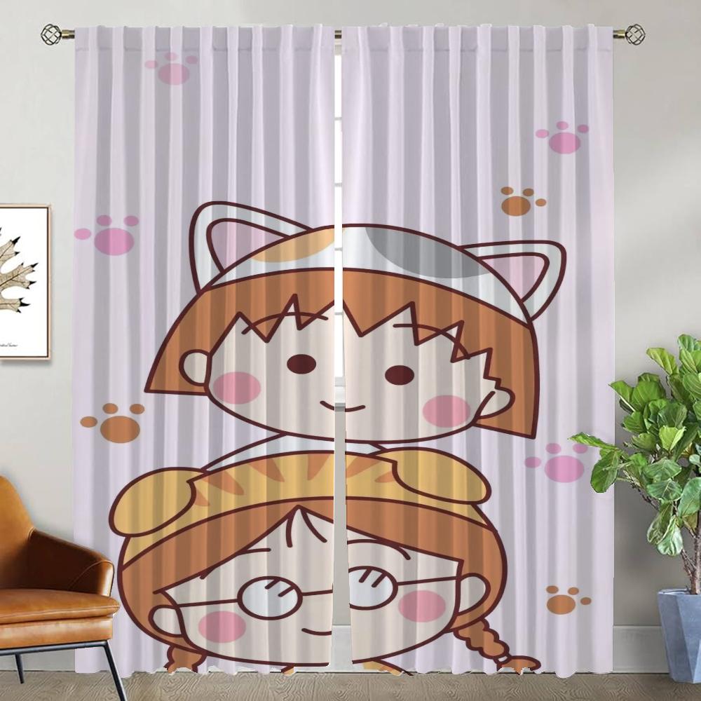 Anti-mosquito Curtains for Camera Chibi Maruko-chan Curtains Child Room Shades Blackout Curtain Halloween Decoration Partition