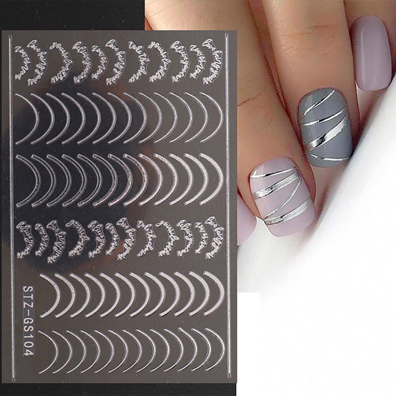 

6 Nail Stickers Rose Gold Nail Line Stickers Half Moon Totem Nail Stickers