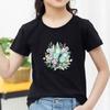 Kids Cotton T Shirt Mint Butterfly With Purple Flowers Print Crew Neck Short Sleeve Tee Casual Boys Girls Summer Tops