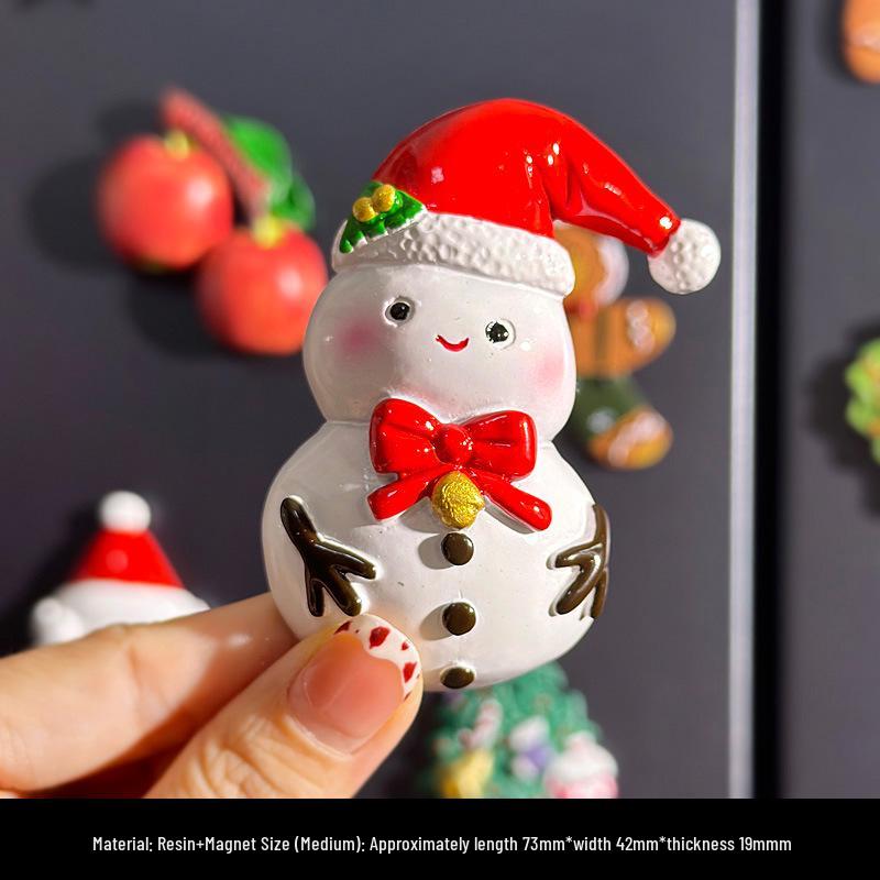 Magneti per Frigorifero di Natale Carini in Resina 3D: Pupazzo di Neve, Albero, Omino di Pan di Zenzero - Adesivi Magnetici Festivi per Decorazione.