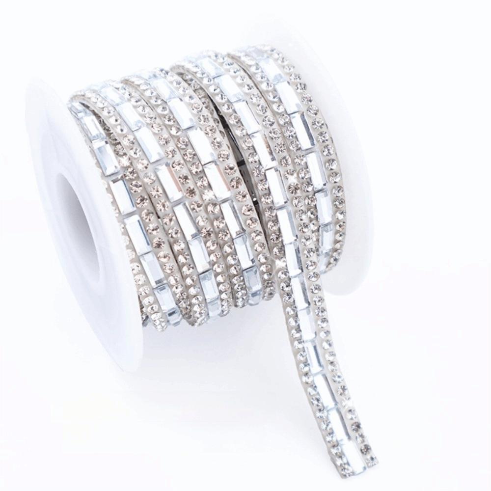 

Colorful Crystal Strip Shiny Self Adhesive Rhinestone Strip Flexible DIY Supply Glass Rhinestone Trim Garment Accessories білий