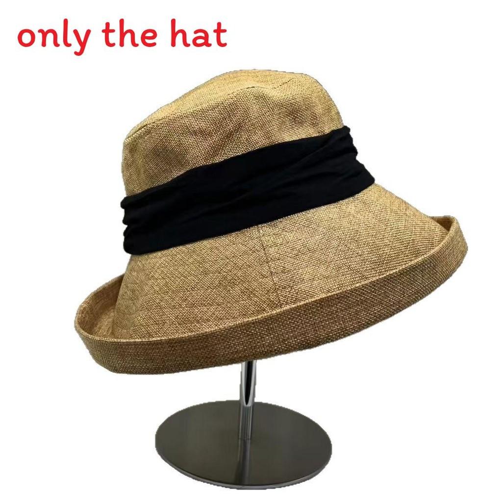 Linen Summer Fisherman Hat With Large Brim And Bow Decoration For Daily Wear