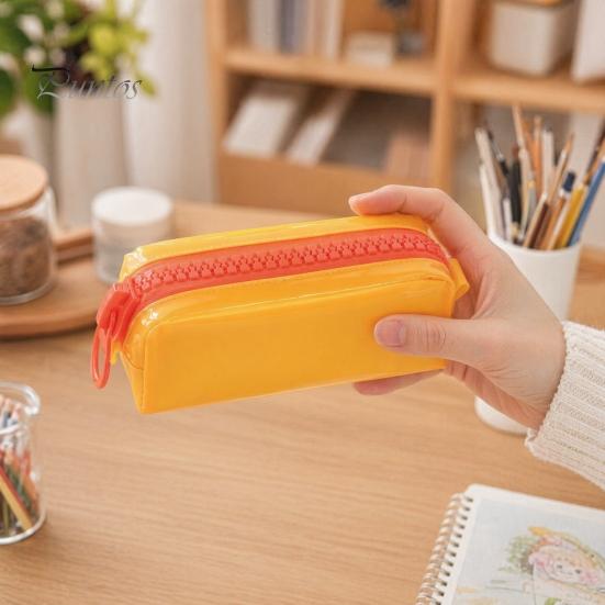 Multi-functional Stationery Pouch Pencil Case, Large Capacity PVC Pouch, Trendy Writing Tool Bag Smooth Zipper Pen Organizer for School Office Student