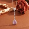 Diamond Necklace Collarbone Chain Simulation Drill Pear-Shaped Heart-Shaped Water Drop-Shaped Necklace Pink Female Zircon Long Color Treasure