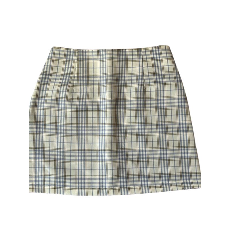 Модная ретро юбка в клетку гинем женская 2025 летняя мода лента клетчатая с высокой талией облегающее платье элегантная стройнящая юбка