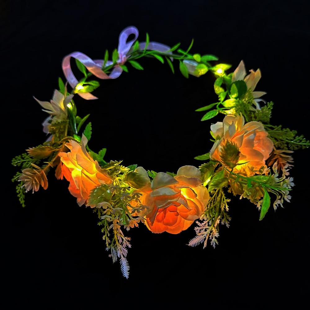 

Nights Glow Color LED Flower Crown Diameter 18cm Multistyles Headband Garlands Birthday Party Wreath Wedding Baby Shower Decor