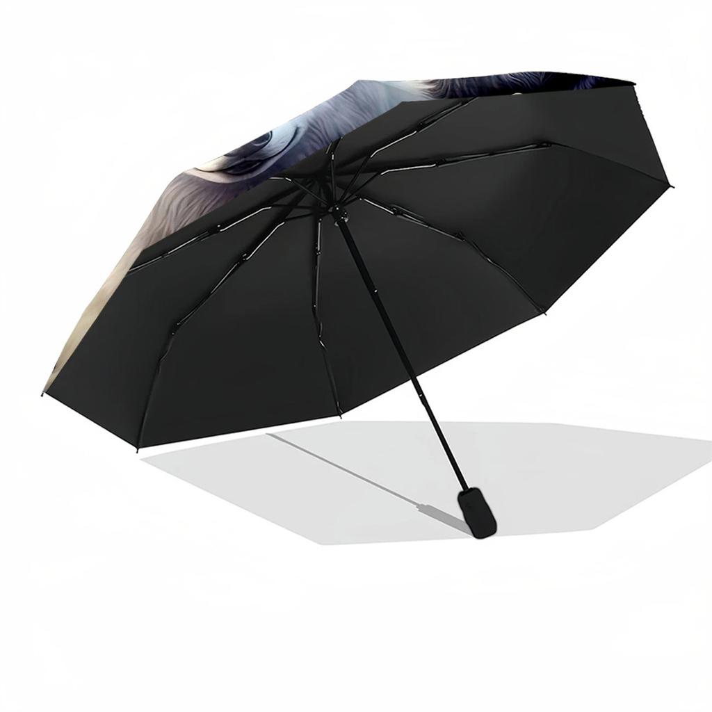 Wolf Family Moonlit Night Automatic Umbrella Compact 8 Rib Lightweight Foldable Design Durable Everyday Carry Umbrella Fashion Lovers