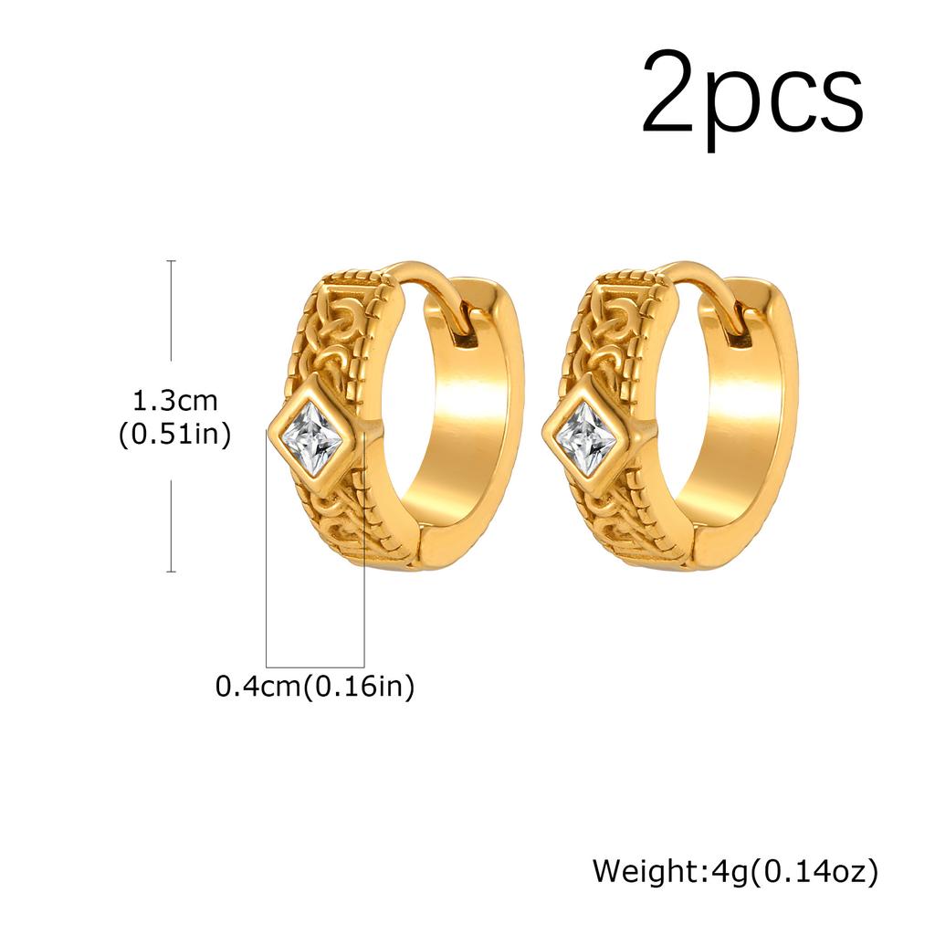 Vintage Vicking Hoop Earrings for Men Boys,Black Zircon Stainless Steel Huggies Hoop Earrings,Punk Jewelry Gift