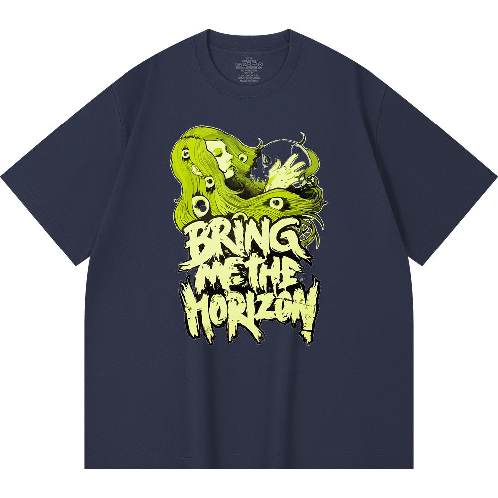 230 g/m² 100% katoenen heavy metal T-shirt met rockband- en popmuziekprint, unisex T-shirt van zwaar katoen.