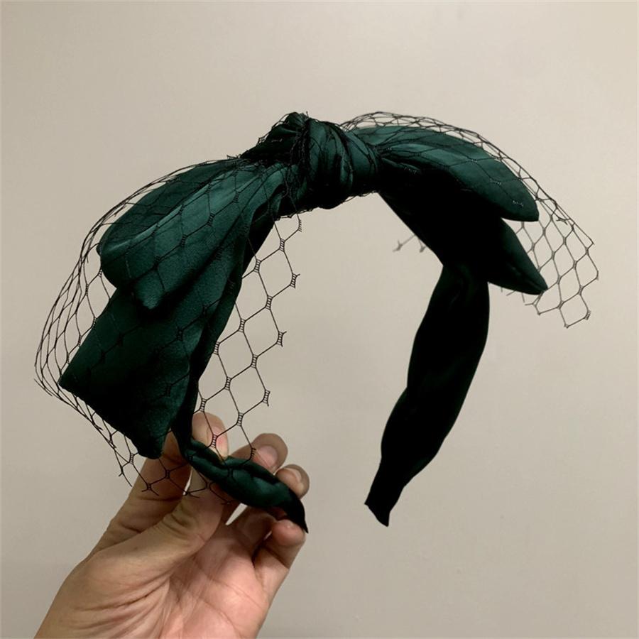 Korean Retro Fishnet Double-layer Large Bow Headband Black High Skull Wide-brimmed Headdress High-end Headband Hair Accessory