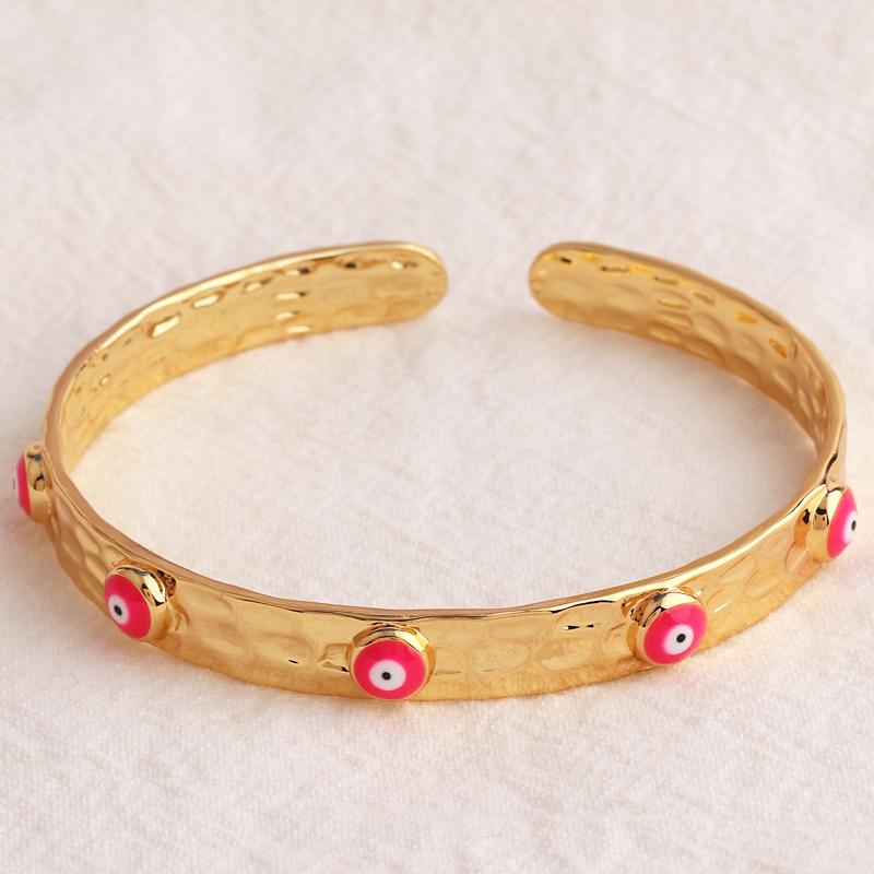 18K Gold Plated Cuff Band Bracelet For Women Fashion Evil Eye Bangle Luxury Crystal Bracelet Indian Bangles Women Accessories