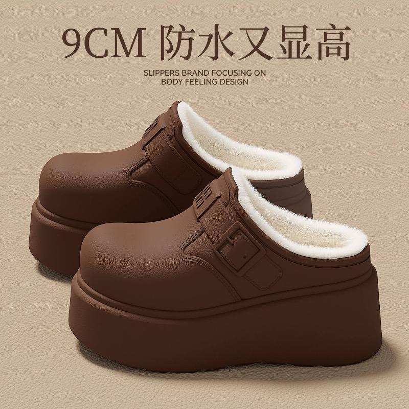 New Fleece Thickened Inner Height Increase Winter Mid-top Shoes Color-blocked Thick-soled Muffin Heightened White Shoes