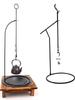 Large Traditional Cast Iron Hanging Stew Pot with Thickened Base and Hooks
