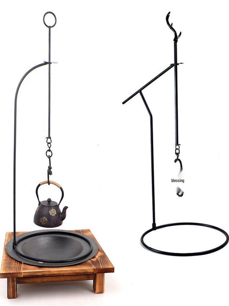 Large Traditional Cast Iron Hanging Stew Pot with Thickened Base and Hooks