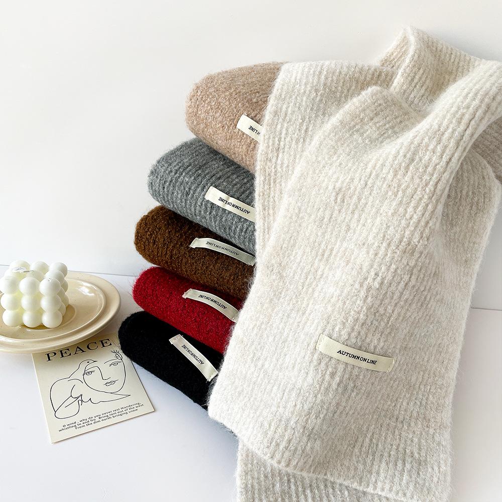 Winter small scarf women's autumn and winter new simple warm wool small scarf knitted scarf shawl