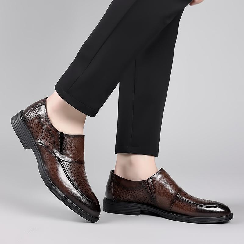 Summer Hollowed Out Leather Shoes Casual Men Business Fashion Brand Antiskid Shoe Formal Loafers Italian Male Wedding Flats Shoe