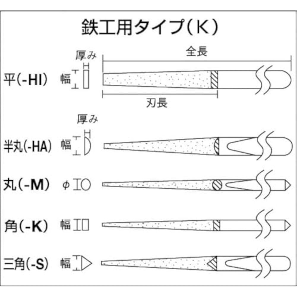 Ebi Tekko Diamond Filer, Set of 12, Size, Flat, K12HI