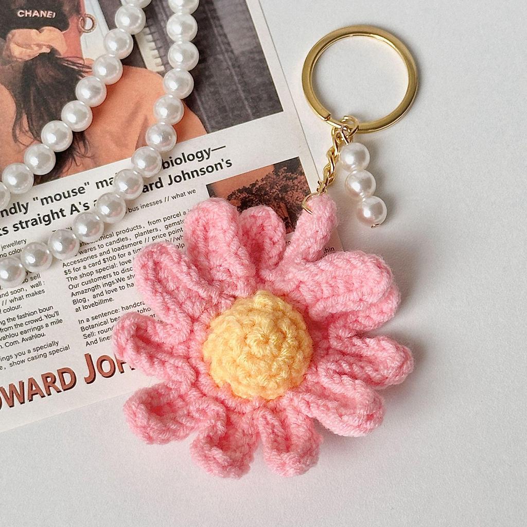 Handcrafted Crochet Daisy Keychain Pendant