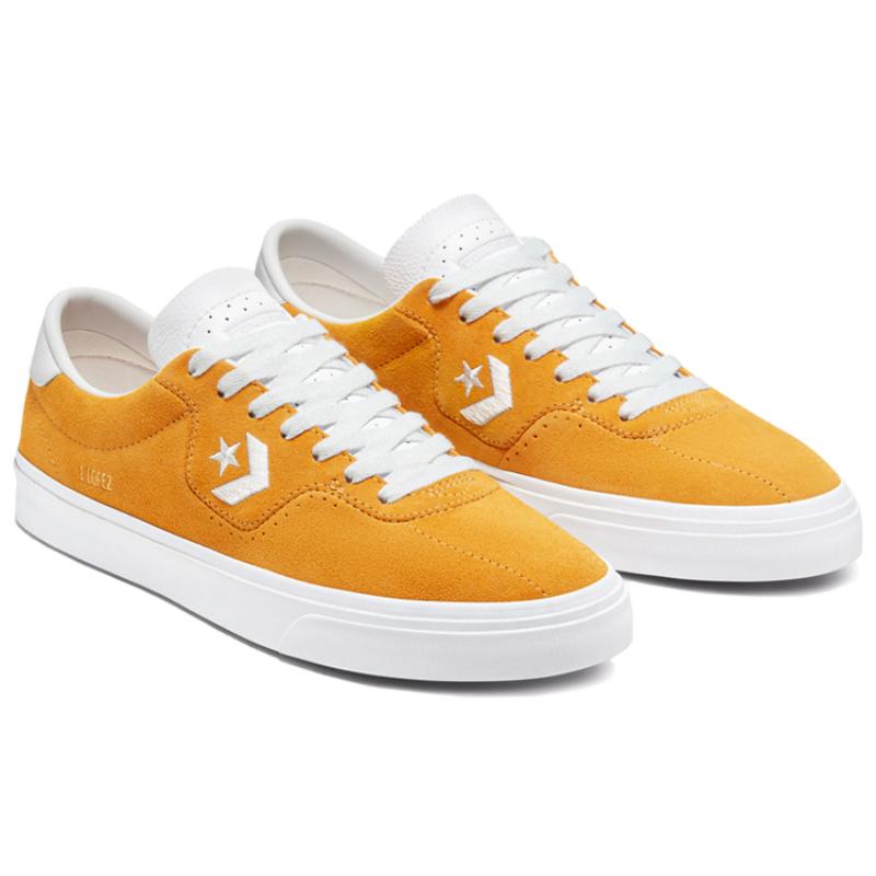 Converse Cons Louie Lopez Pro Vintage Anti-Slip Shock Absorption Low-Top Board Shoes Unisex Yellow and White