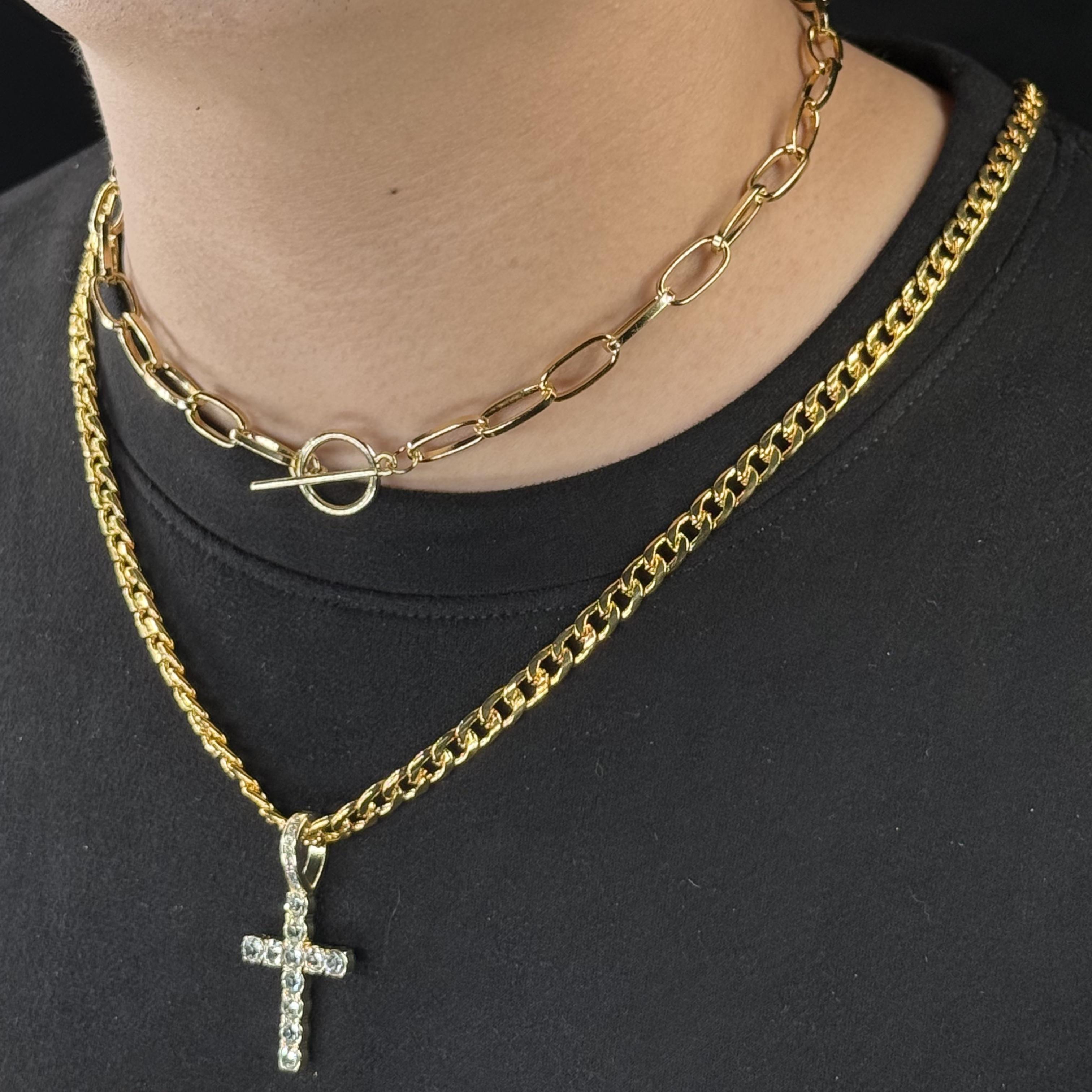 

Fashionable Women s Necklace + Cross Pendant, Unisex - Layered Necklace Set Minimalist Jewellery Gift 18-24 Inches Gift Jeweller